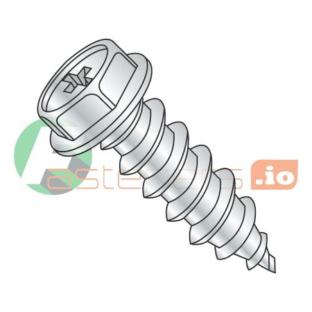 Newport Fasteners Sheet Metal Screw, #8 x 1 in, Zinc Plated Steel Hex Head Phillips Drive, 5000 PK 544254